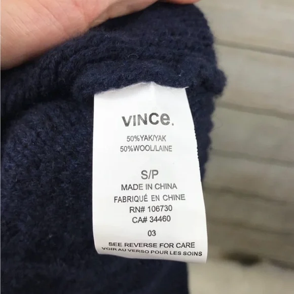 Vince Navy Cable Knit mock neck Sweater